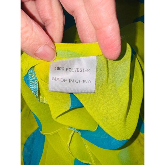 Yellow Blue Polka Dot Semi Sheer Cami Sleeveless Tunic Top XL Kawaii Swiftie - Picture 7 of 8